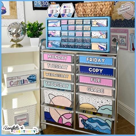 Space 12 Drawer Cart Labels Confetti Creativity