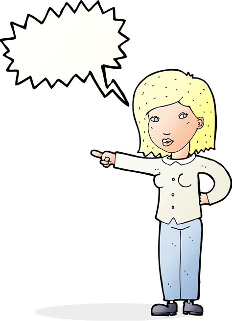 Cartoon Woman Pointing With Speech Bubble 45196308 Png