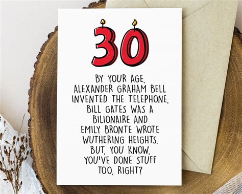 Funny 30th Birthday Card Printable 30th Birthday T For Men Or Women Turning 30 Card For