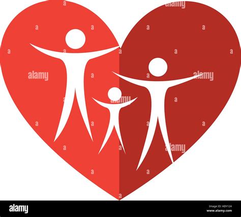 heart with family silhouette vector illustration design Stock Vector ...