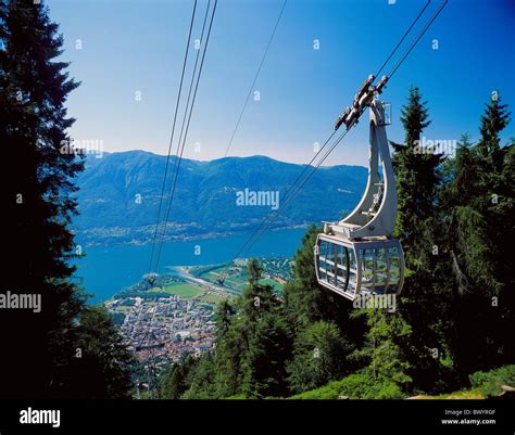 Railway Aerial Cableway Ropeway Cable Railway Switzerland Europe Ticino