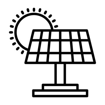 Solar Panel Line Icon Vector Solar Panel Icon Clean Energy PNG And