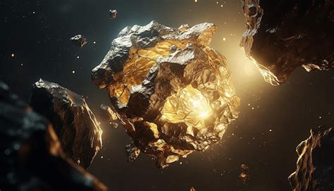 Premium AI Image | Asteroid made of pure gold in space realistic