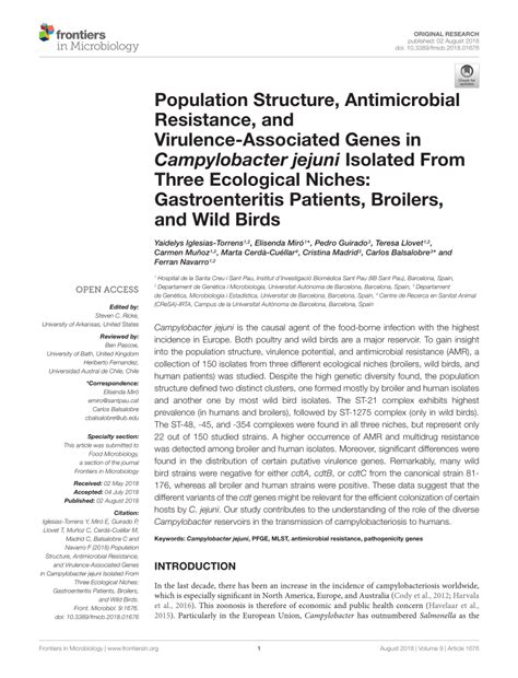 Pdf Population Structure Antimicrobial Resistance And Virulence