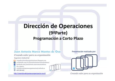 Direcci N De Operaciones Parte Programaci N A Corto Plazo Ppt