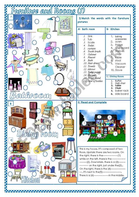 Furniture And Rooms 1 ESL Worksheet By Falafel