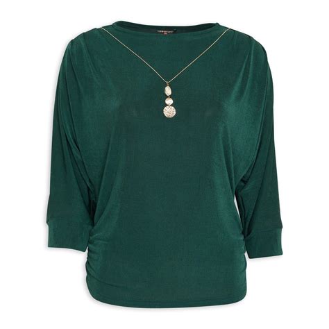 Green Dolman Top With Necklace Identity