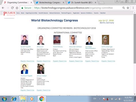 BioTechnology: World Biotechnology Congress 2018