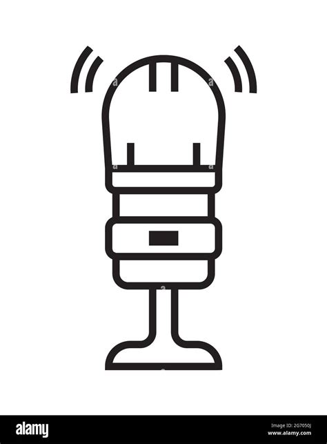 Microphone Icon Vector In Thin Line Style Voice Over Sign Microphone