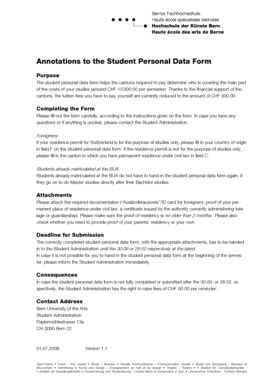 Fillable Online Hkb Bfh Annotations To The Student Personal Data Form