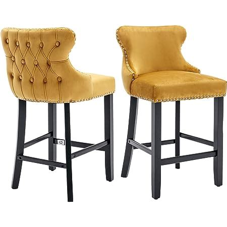 Amazon Mikibama Velvet Wingback Bar Stools Set Of Upholstered