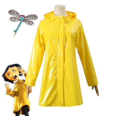 Disfraz De Coraline Para Adultos Chaqueta De Lluvia Coraline Amarillo