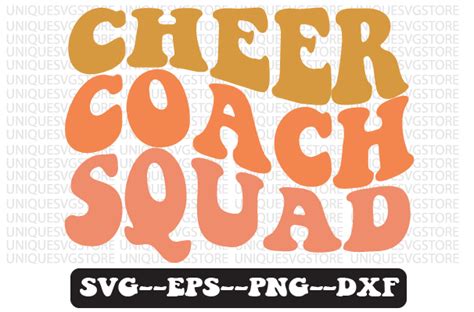 Cheer Coach Squad Retro Wavy Svg Design Graphic By Uniquesvgstore