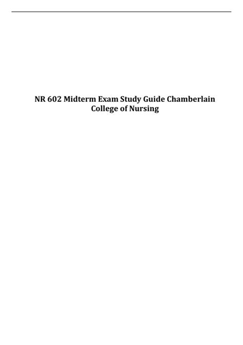 Nr Midterm Exam Study Guide Chamberlain College Of Nursing Nr