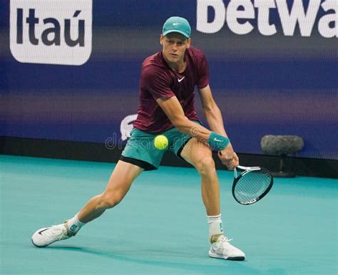 Jannik Sinner Of Italy In Action During Quarter Final Match Against