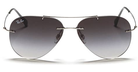 Lyst Ray Ban Aviator Light Ray Rimless Titanium Sunglasses In Metallic