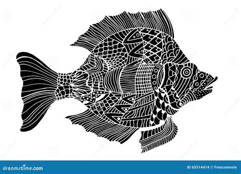 Einfarbige Stilisierte Fische Vektor Abbildung Illustration Von