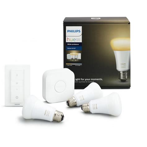 Комплект умных ламп Philips Hue Ambiance E27 с пультом ДУ и блоком ...