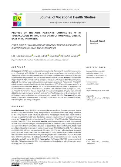 View Of Profile Of Hiv Aids Patients Coinfected With Tuberculosis In