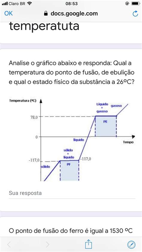 Analise O Gráfico Abaixo E Responda Qual A Temperatura Do Ponto De