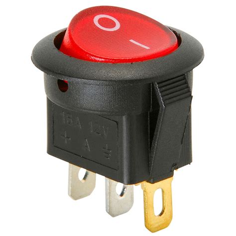 Spst Round Rocker Switch W Red Illumination Vdc