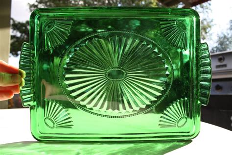 Vintage Emerald Green Glass Avon Vanity Tray Haute Juice