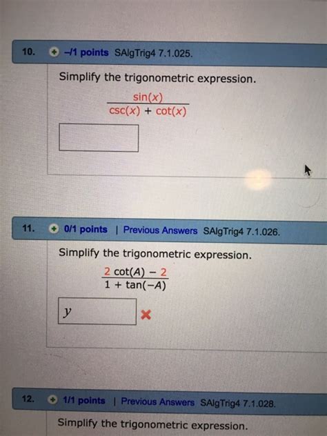 Solved Simplify The Trigonometric Expression Sin X Csc Chegg