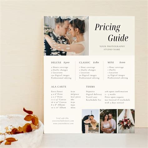 Wedding Photography Pricing List Wedding Pricing Guide Sheet Template
