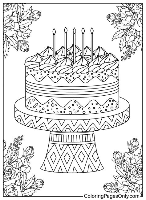 22 Birthday Cake Coloring Pages ColoringPagesOnly