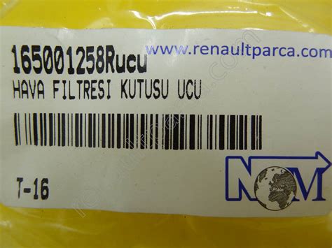 Captur Clio 4 Hava Filtre Kutusu Ucu 165001258R NOM OTO