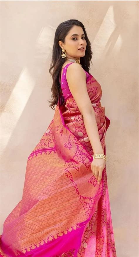 Priyanka Mohan Looks Pretty In A Pink Saree At A Store Launch Event Fashionworldhub