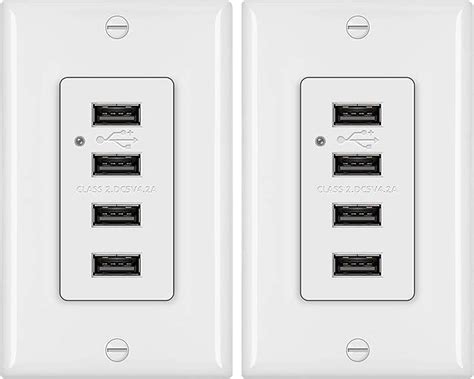 [2 Pack] Bestten 4 2a Usb Receptacle Outlets 4 High Speed Usb Charging Ports And