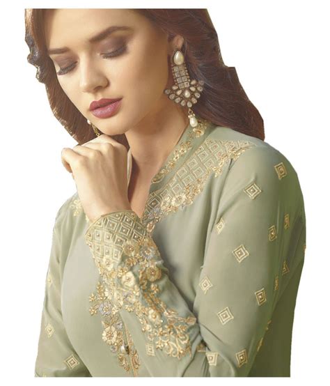 JINIMART Beige Georgette Anarkali Semi Stitched Suit Buy JINIMART