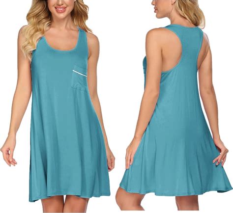 Ekouaer Casual Nightgown Womens Plus Size Lingerie Sleepwear V Neck Nightwear Short Sleep Shirt