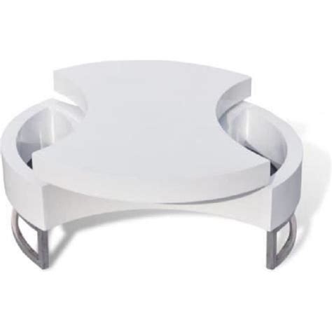 VidaXL Table basse à forme réglable blanc brillant 240424 Cdiscount