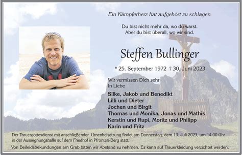 Traueranzeigen Von Steffen Bullinger Allg Uer Zeitung