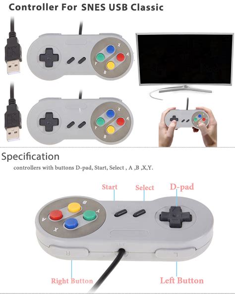 2 X Snes Usb Controller For Pc Mac Super Nintendo Games Retro Classic