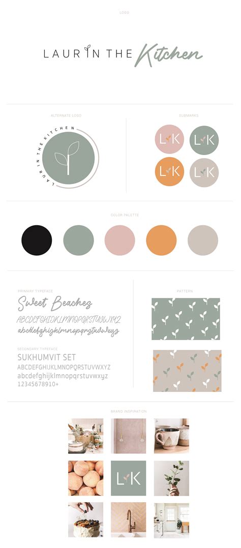 Logo Food Blogger Culinary Kitchen Branding Guide Pastels Color