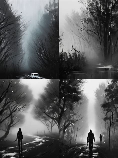 Negative Black And White Speedpaint With Large Brush Strokes By Junji