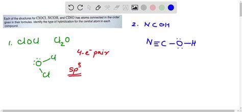 Each Of The Structures For Clocl Ncoh And Clno Has Atoms Connected