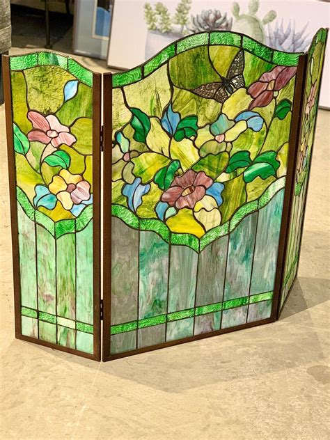 Meyda Tiffany Butterfly Stained Glass Fireplace Screen Champagne Taste Home