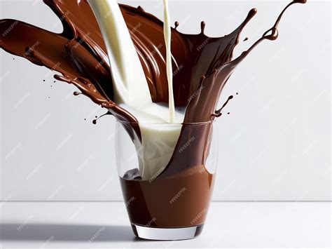 Sweet Chocolate and Milk Splash in Glass on White Background 3D