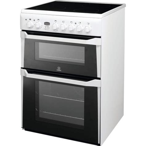 Indesit Id60c2ws 60cm Double Oven Electric Cooker With Ceramic Hob