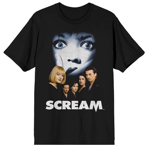 Scream 1 3 Distressed Movie Poster Crew Neck Short Sleeve Womens Black