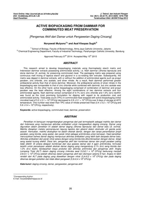 Pdf Active Biopackaging From Dammar For Comminuted Meat Preservation