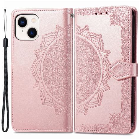 Köp iPhone 15 Plus Fodral Mandala Läder Roséguld Teknikhallen se