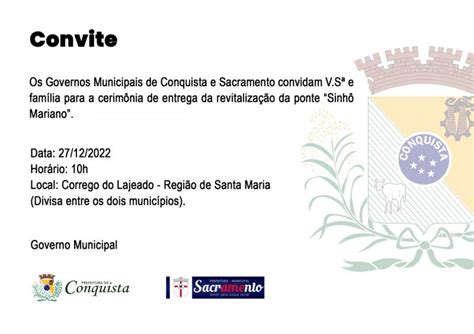 Convite Prefeitura Municipal De Conquista MG