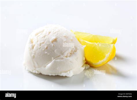 Scoop Of Lemon Ice Cream Stock Photo Alamy