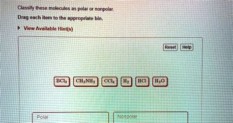 Classify These Molecules As Polar Or Nonpolar Drag Each Item To The