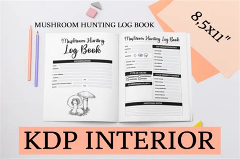 Mushroom Hunting Log Book Kdp Interior Graphic By Coco Sway